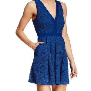 Free People Blue Lace Dress with Pockets. Medium.